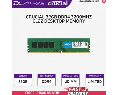 ["FREE DELIVERY"] - Crucial 8GB DDR4 3200MHz CL22 1.2V Non-ECC DIMM Desktop Memory - CT8G4DFRA32A  -649528903549