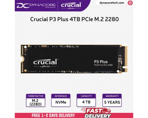 ["FREE DELIVERY"] - Crucial P3 Plus 4TB PCIe M.2 2280 Internal NVMe SSD - CT4000P3PSSD8 - 649528918857