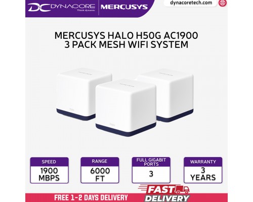 ["FREE DELIVERY"] - Mercusys Halo H50G AC1900 3 Pack Whole Home Mesh WiFi System - 6935364006662