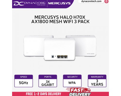 ["FREE DELIVERY"] - Mercusys Halo H70X AX1800 3-Pack Whole Home Mesh WiFi 6 System-6957939000752