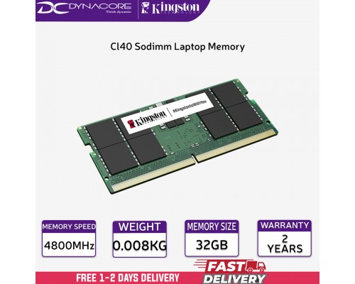 ["FREE DELIVERY"] - Kingston 32GB 4800MHz DDR5 Non-ECC CL40 SODIMM 2RX8 Laptop RAM / Memory KVR48S40BD8-32, 740617327137