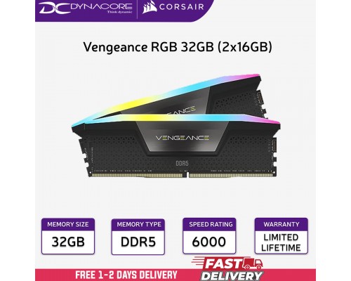 ["FREE DELIVERY"] - Corsair Vengeance RGB 32GB (2x16GB) DDR5 6000MHz CL36 AMD EXPO Desktop Memory Kit  840006600114
