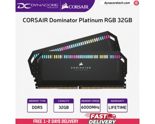 ["FREE DELIVERY"] - CORSAIR Dominator Platinum RGB 32GB (2x16GB) DDR5 6000MHz Desktop Memory / RAM Kit - CMT32GX5M2B6000C30 - 840006671367