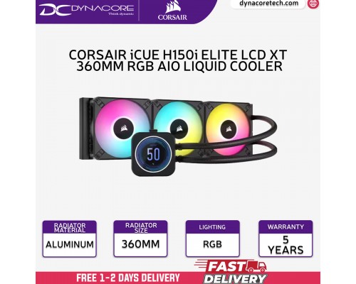 ["FREE DELIVERY"] - CORSAIR iCUE H150i ELITE LCD XT 360mm Display Liquid CPU Cooler - Black CW-9060075-WW-840006694205