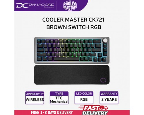 ["FREE DELIVERY"]  - COOLER MASTER CK721 BROWN SWITCH RGB WIRELESS 65% MECHANICAL TKL KEYBOARD - 4719512115602