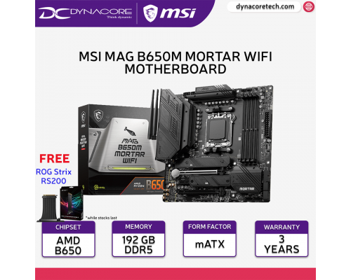 ["FREE DELIVERY"] - MSI MAG B650M MORTAR WIFI AM5 AMD B650 SATA 6Gb/s DDR5 Ryzen 7000 Micro ATX Motherboard  -4711377010207