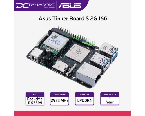 Asus Tinker Board S 2G 16G with Rockchip Quad-Core RK3399, ARM® Mali™-T860 GPU*1, 2GB DDR4, 16GB eMMC - 4718017952101