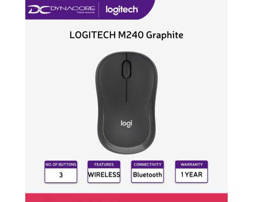LOGITECH M240 Graphite Silent Bluetooth Mouse with Silent Clicking - 097855187734
