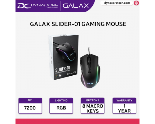 GALAX SLIDER-01 Gaming Mouse (SLD-01) 7200DPI/ 8-Programmable Macro Keys/ Ergonomics Design/ RGB Effect -4895147143750