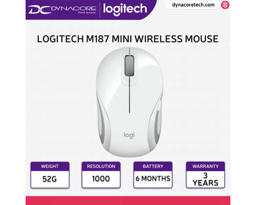 ["FREE DELIVERY"] - Logitech M187 Mini Wireless Mouse - Ultra Portable & Light - White  - 097855139382