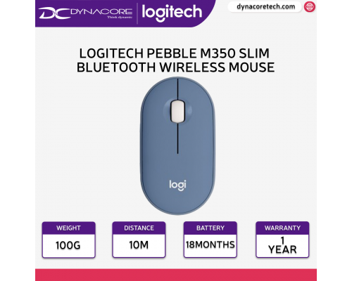 Logitech Pebble M350 Slim Bluetooth Wireless Mouse - Blueberry  - 097855179166
