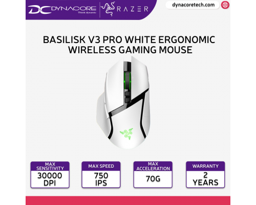 [*"FREE SAME DAY DELIVERY"] - Razer Basilisk V3 Pro White Ergonomic Wireless Gaming Mouse RZ01-04620200-R3A1 - 8886419334262