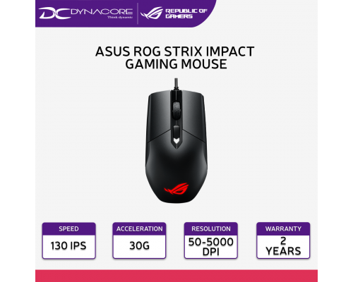 ASUS ROG Strix Impact Gaming Mouse Ambidextrous USB Type-A Optical 5000 DPI - 4712900561364