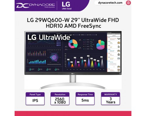 LG 29WQ600-W 29'' UltraWide FHD HDR10 AMD FreeSync™ IPS Monitor with USB Type-C Replacement for 29WP500-B   -  LG29WQ600-W