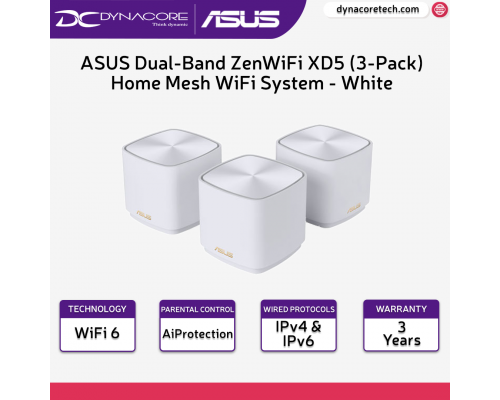 ASUS ZenWiFi XD5 AX3000 3-Pack AX Mini Dual-Band Whole Home AIMesh Mesh WiFi System - White - 4711081281177
