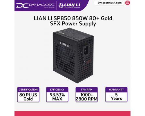 LIAN LI SP850 850W 80+ Gold SFX Power Supply (Black) - 4718466012258