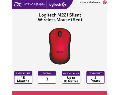Logitech M221 Silent mini Wireless Mouse Red - 910-004884 - 97855123411