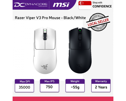 Razer Viper V3 Pro Ultra-lightweight Wireless Symmetrical Esports Mouse - Black / White with HyperPolling Wireless Dongle