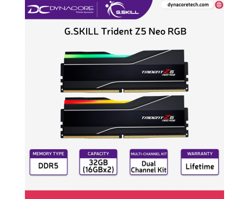 G.SKILL Trident Z5 Neo RGB 32GB (2 x 16GB) DDR5 6000MHz AMD EXPO Desktop Memory Kit F5-6000J3636F16GX2-TZ5NR - 4713294232670