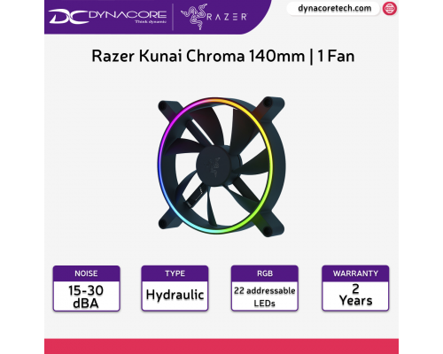 ["FREE DELIVERY"] - Razer Kunai Chroma 140mm - 1 Fan Performance aRGB Fans RC21-01800200-R3M1 - 8886419337874