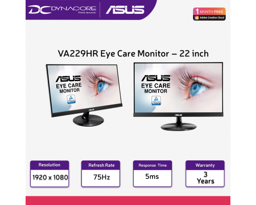 ASUS VA229HR Eye Care Monitor – 22 inch (21.5 inch viewable), Full HD, IPS, 75Hz, Low Blue Light, Flicker Free, Wall Mountable