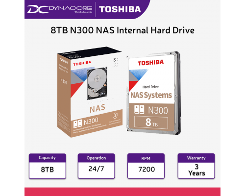 Toshiba 8TB N300 NAS 3.5 Inch SATA Internal Hard Drive