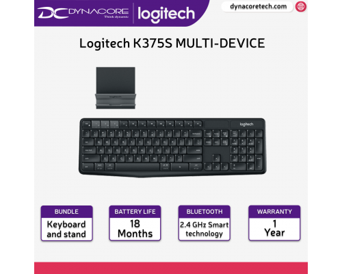 Logitech K375s Multi-Device Wireless Keyboard and Stand Combo - 920-008250 - 097855125460