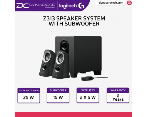["FREE DELIVERY"] - Logitech Z313 Speaker System with Subwoofer - 980-000413 - 5099206022898