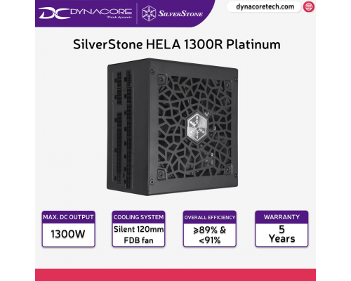 ["FREE DELIVERY"] - SilverStone HELA 1300R Platinum ATX 3.0 / PCIe Gen 5 80+ 1300W Fully Modular Power Supply - 4710679815688