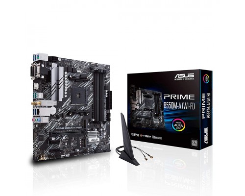 ASUS Prime B550M-A Wi-Fi AMD AM4 3rd Gen Ryzen Micro ATX Motherboard (PCIe 4.0, WiFi 6, ECC Memory, 1Gb LAN, HDMI 2.1/D-Sub, Addressable Gen 2 RGB Header and Aura Sync) -ASUSPRIMEB550M-AWIFI