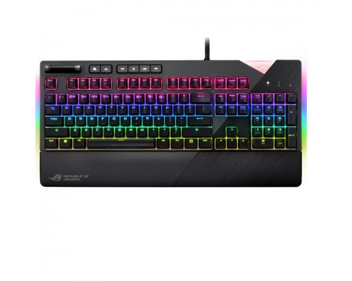 ASUS ROG Strix Flare RGB mechanical gaming keyboard with Cherry MX switches, customizable illuminated badge and dedicated media keys for gaming