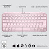 Logitech MX Keys Mini Minimalist Wireless Illuminated Keyboard, Compact, Bluetooth, Backlit, USB-C, Compatible with Apple macOS, iOS, Windows, Linux, Android, Metal Build - ROSE -097855169679