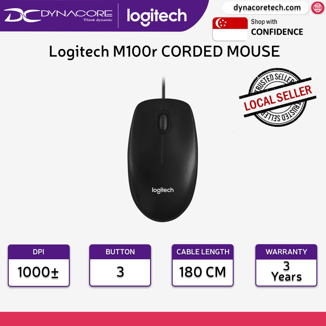 Logitech M100R USB Wired Mouse - 097855180582