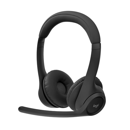 LOGITECH ZONE 300 Wireless Bluetooth Headphones, Dual Noise-canceling Mics, All Day Battery, Ultra Light Weight Comfort - MIDNIGHT BLACK - 097855193636