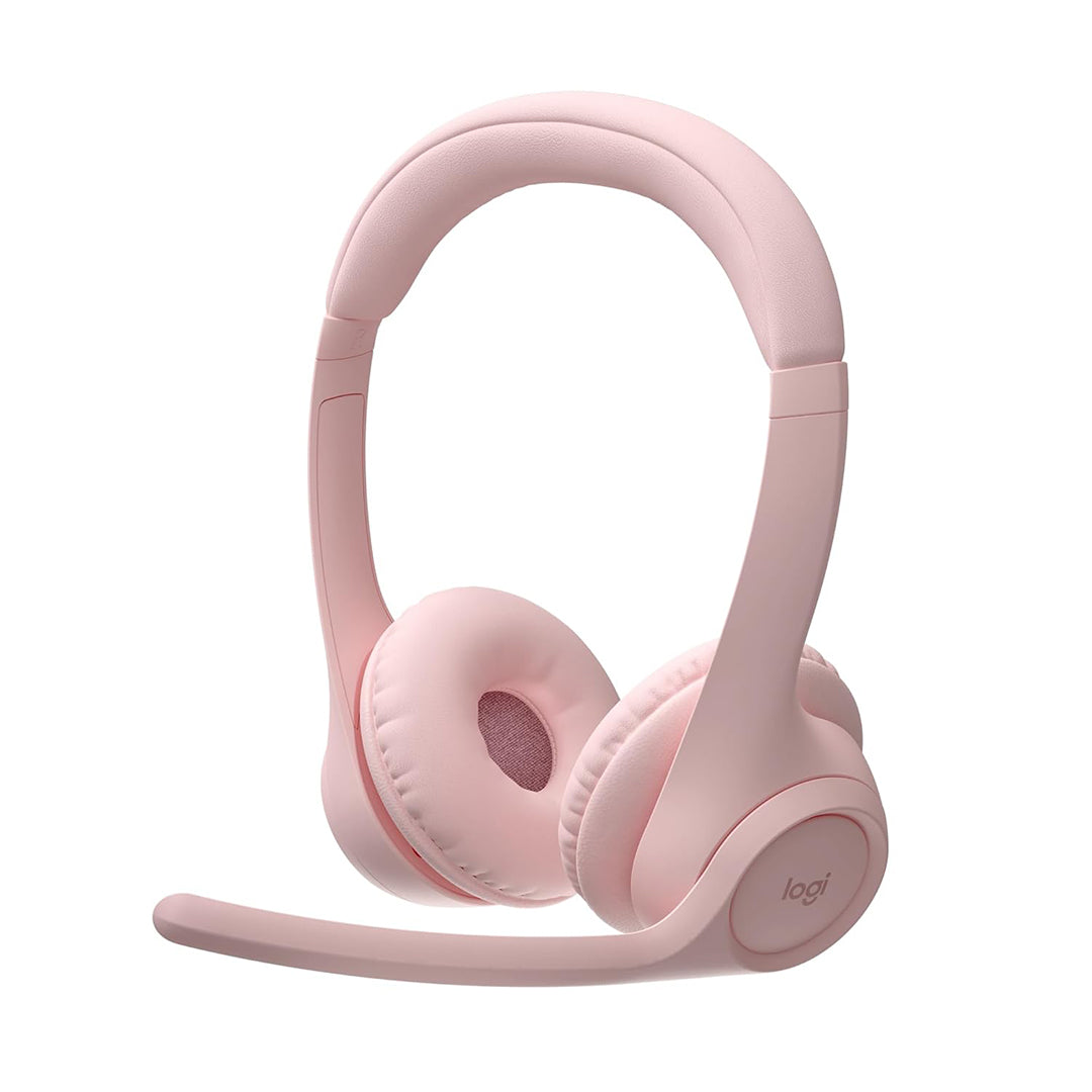 LOGITECH ZONE 300 Wireless Bluetooth Headphones, Dual Noise-canceling Mics, All Day Battery, Ultra Light Weight Comfort - ROSE - 097855193674