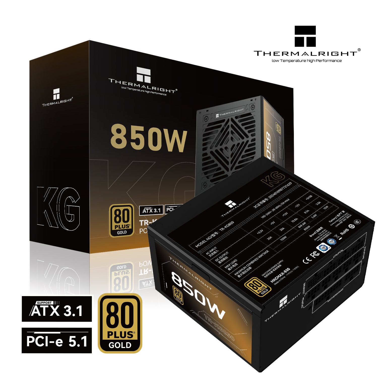 THERMALRIGHT TR-KG850 850W ATX3.1 80+ GOLD FULL MODULAR PSU - 814256019743