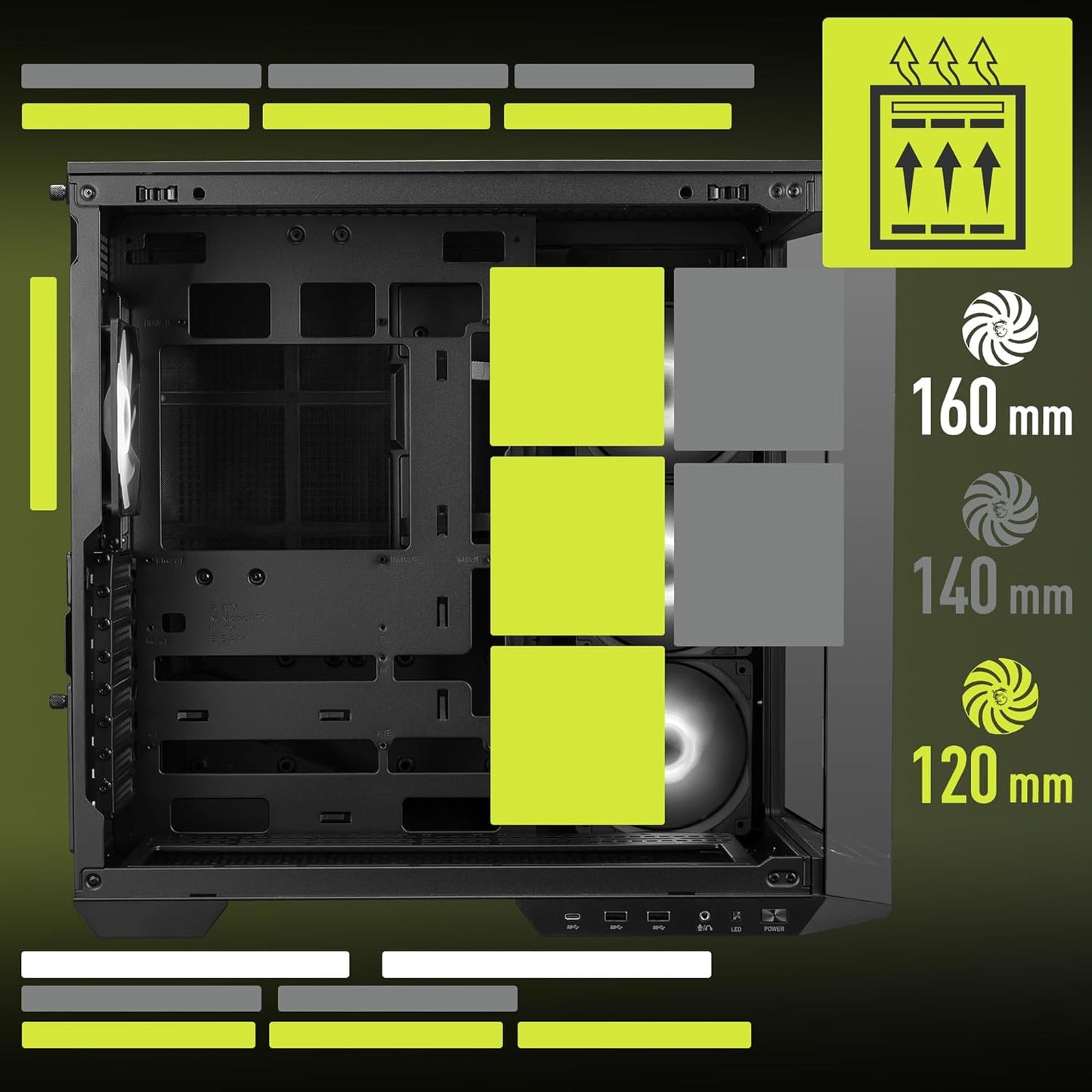 MSI MAG PANO 100R PZ - Premium Mid-Tower Gaming PC Case - Tempered Glass Side Panel - 4X ARGB 120mm Fans - MSIMAGPANO100RPZ