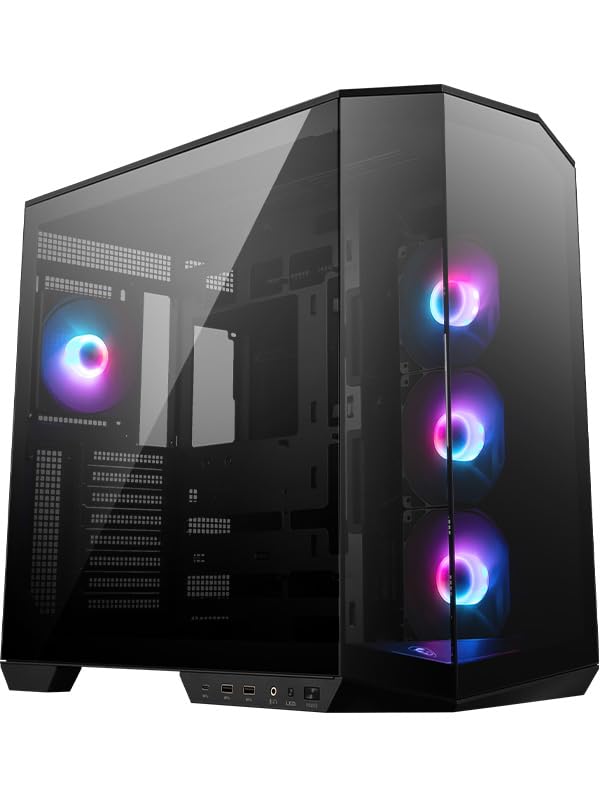 MSI MAG PANO 100R PZ - Premium Mid-Tower Gaming PC Case - Tempered Glass Side Panel - 4X ARGB 120mm Fans - MSIMAGPANO100RPZ