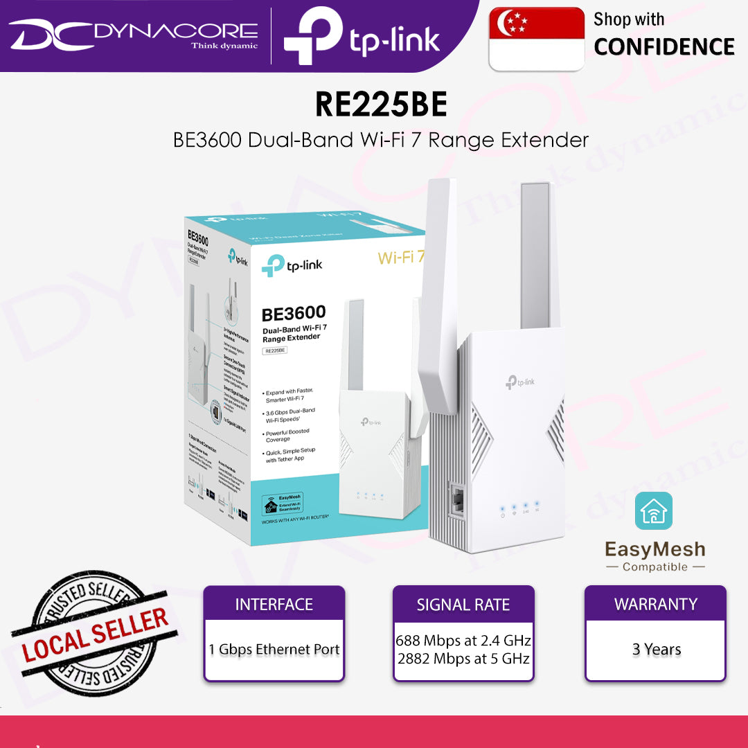 TP-LINK RE225BE BE3600 Dual-Band Wi-Fi 7 Range Extender - 1210002601214