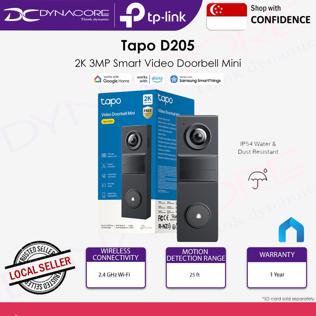 TP-LINK Tapo D205 2K 3MP Smart Video Doorbell Mini 2.4 GHz - 1210002607810