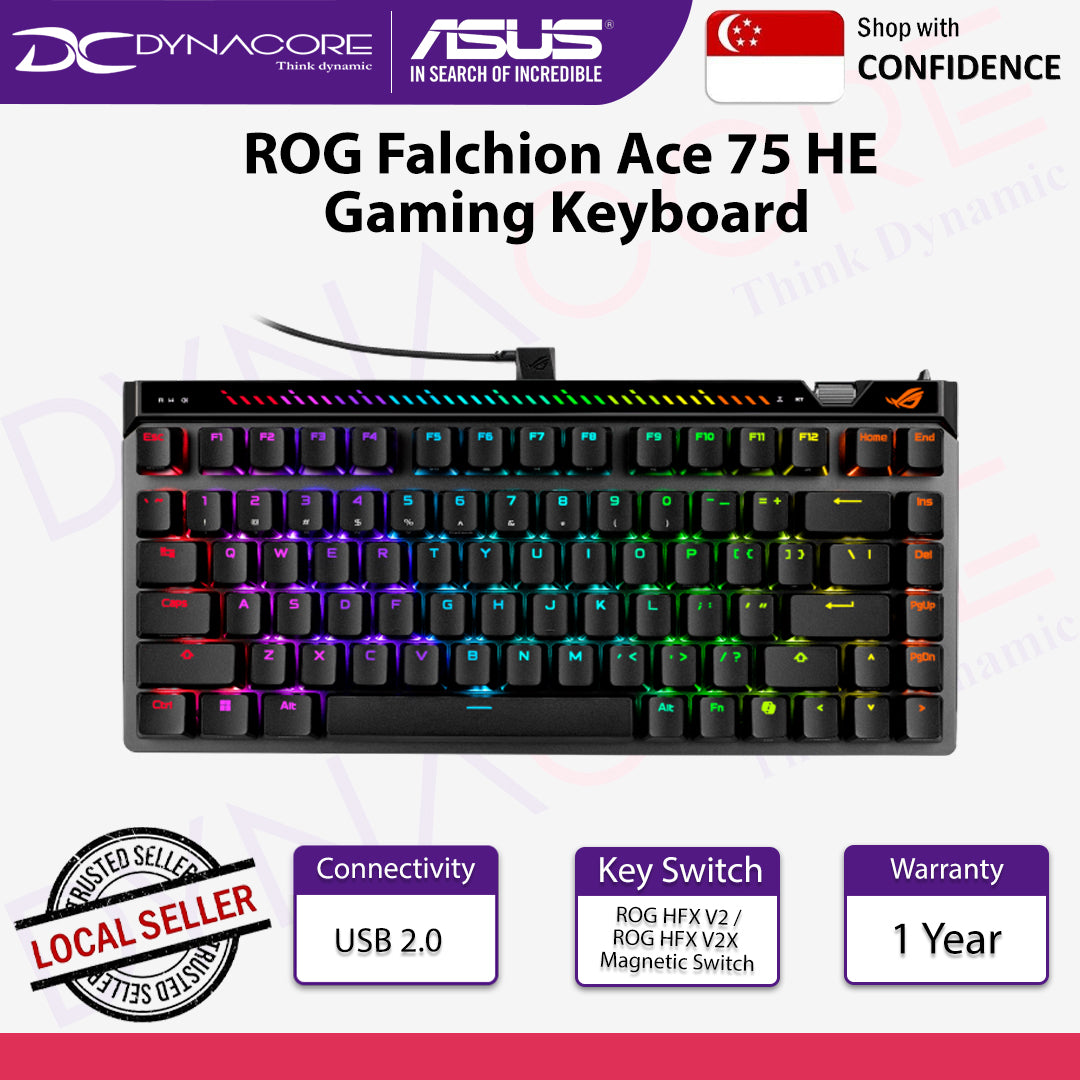 ASUS ROG Falchion Ace 75 HE Gaming Keyboard Magnetic Switch Rapid Trigger - Black - 199291251113