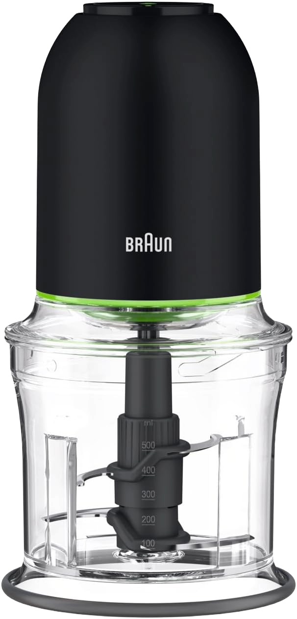 Braun MultiPractic 3 CH3011BK Chopper with 4 Stainless Steel Blades, One Push Function, Ice Chopper, Dishwasher Safe, 500 W, Black - 8021098002709