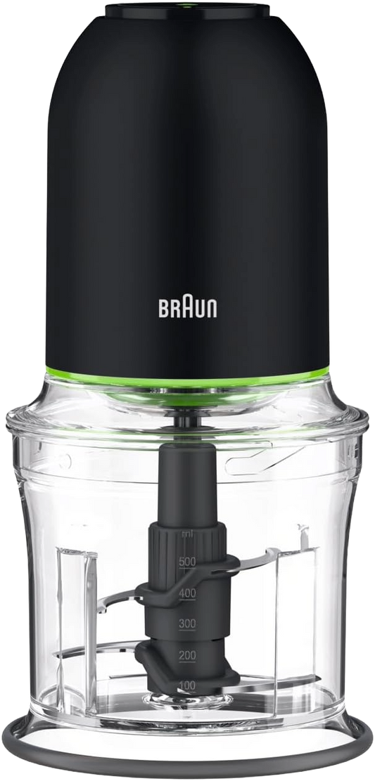 Braun MultiPractic 3 CH3011BK Chopper with 4 Stainless Steel Blades, One Push Function, Ice Chopper, Dishwasher Safe, 500 W, Black - 8021098002709