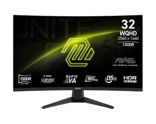 MSI MAG 321CQF E18 32-inch 2560 x 1440 (QHD) Gaming Office Monitor, 180Hz, Adaptive-Sync, HDR Ready, HDMI, VGA Port - MSIMAG321CQFE18