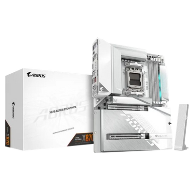 Gigabyte X870 AORUS STEALTH ICE WIFI7 DDR5 PCIe 5.0 USB-C AMD AM5 ATX Motherboard - 4719331873097