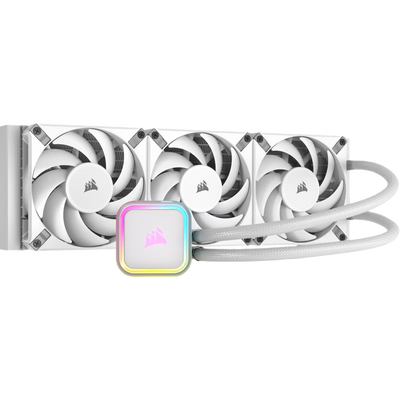 Corsair iCUE H150i Elite RGB Liquid CPU Cooler 120mm AF Elite Series FDB Fans 360mm Radiator White - 840006600299