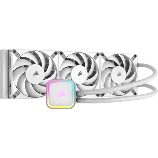Corsair iCUE H150i Elite RGB Liquid CPU Cooler 120mm AF Elite Series FDB Fans 360mm Radiator White - 840006600299
