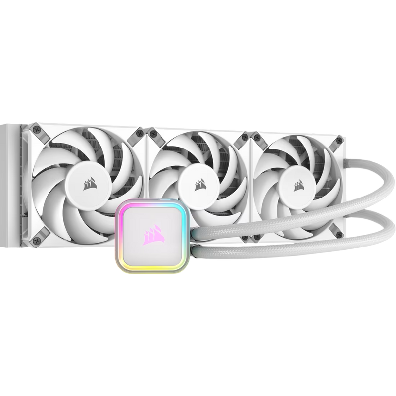 Corsair iCUE H150i Elite RGB Liquid CPU Cooler 120mm AF Elite Series FDB Fans 360mm Radiator White - 840006600299