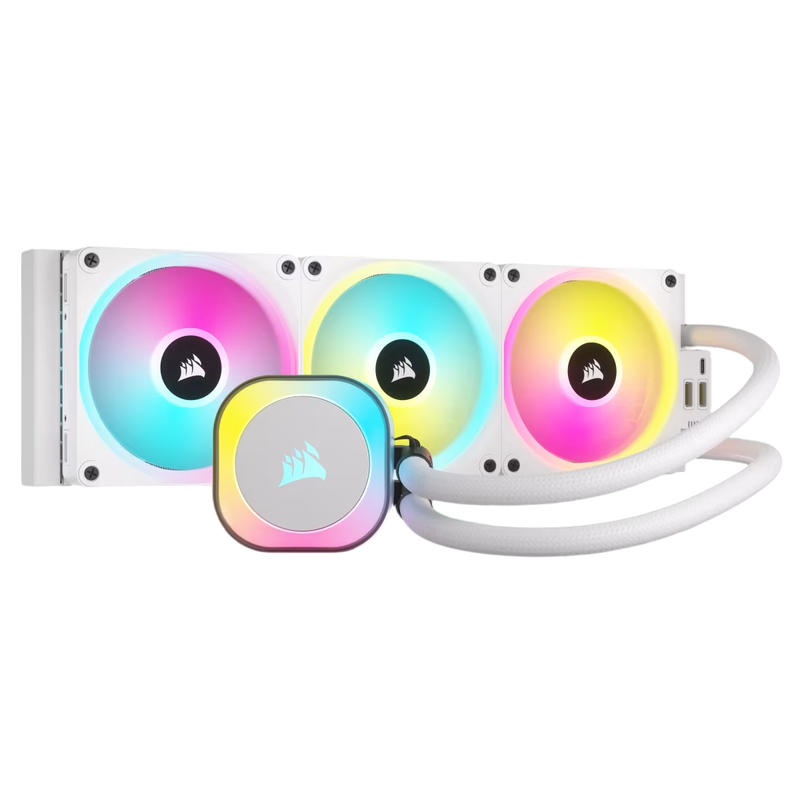 Corsair iCUE LINK H150i QX120 RGB Fans 360mm Radiator RGB AIO Liquid CPU Cooler White - 840006665861