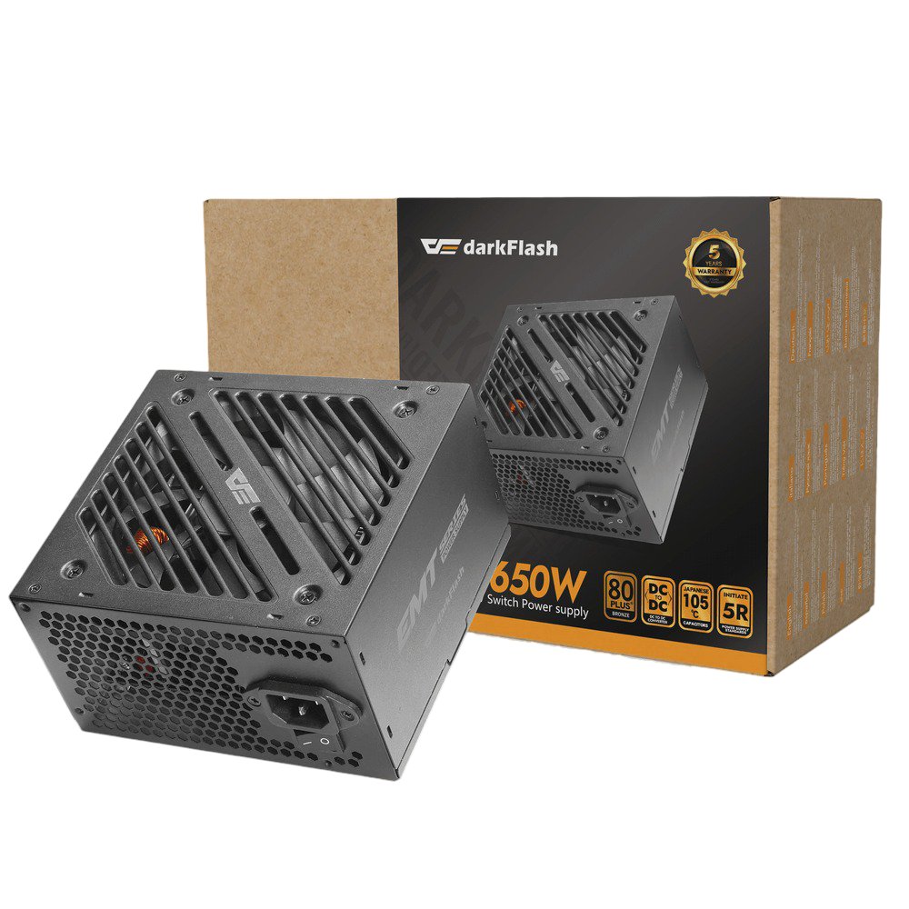DarkFlash EMT650 650W 80 Plus Bronze ATX Power Supply Black - 4711527005633